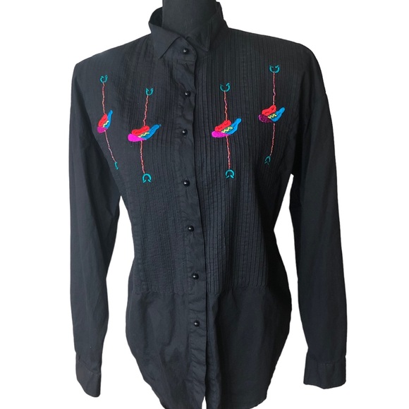 VTG Side Saddle Embroidered Western Button-down Shirt Copyright 1992 Sz M - Picture 13 of 13